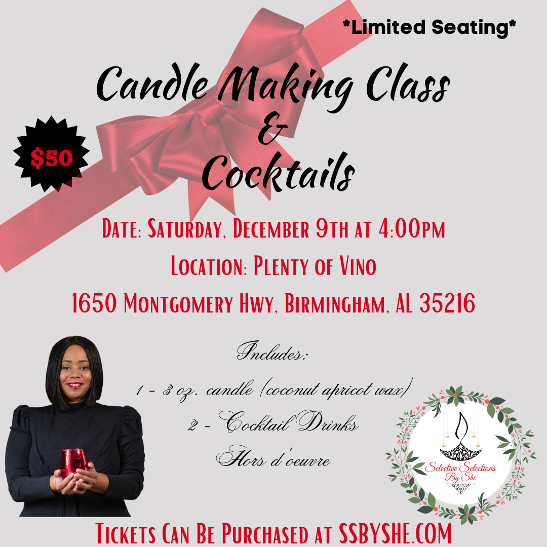 Candle Making Class & Cocktails - Saturday, December 9th - SOLD OUT!