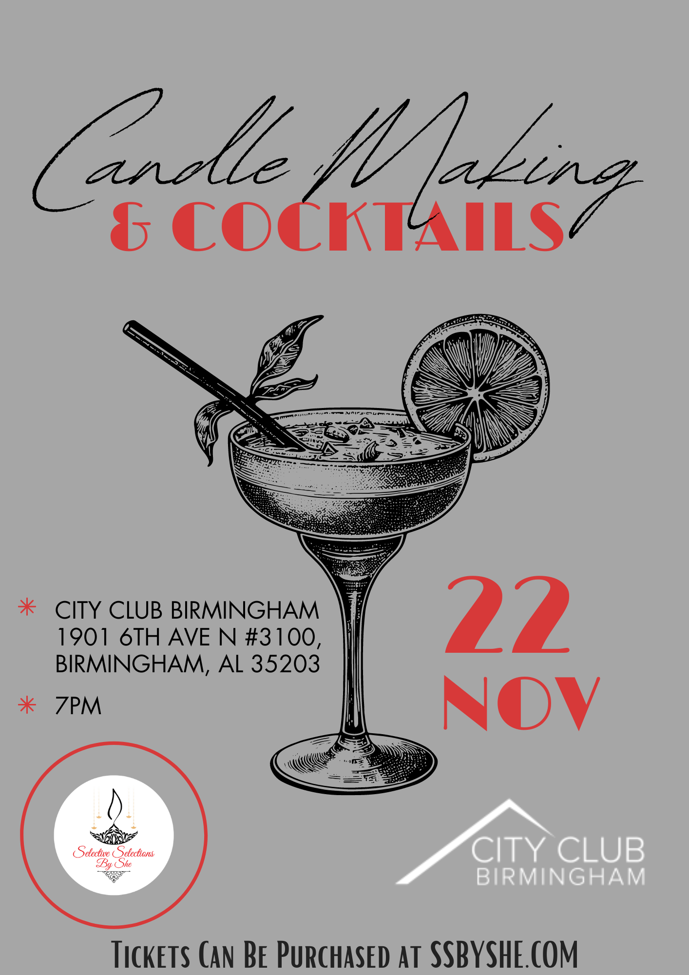 SOLD OUT! Friday, November 22th- Candle Making and Cocktails!